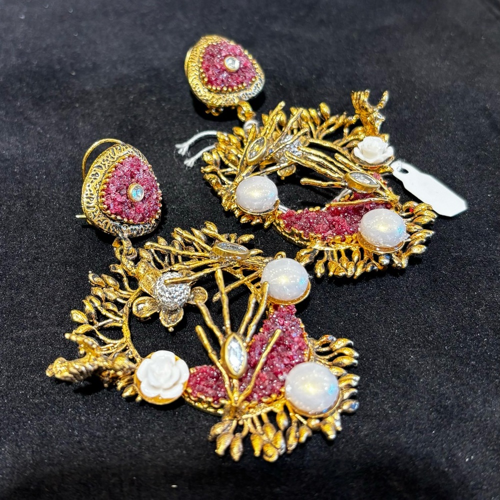 Handcrafted crush stones earrings, pakistani earrings, Indian earrings, jewelry